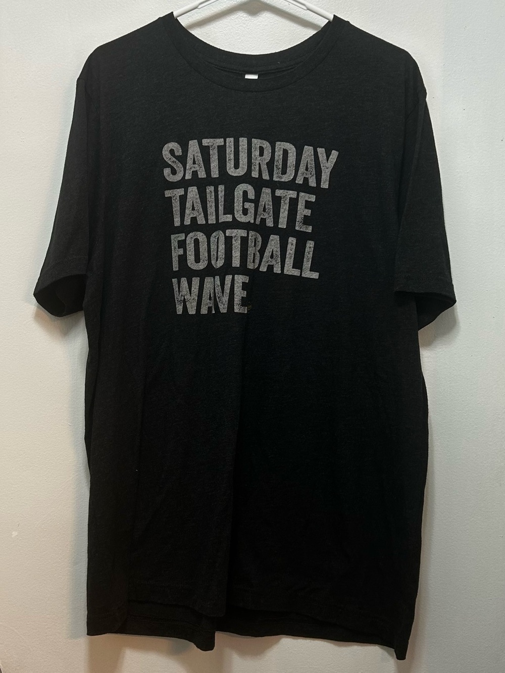 Bella Canvas‎ Black T-Shirt with Gray Text "Saturday Tailgate Football Wave"